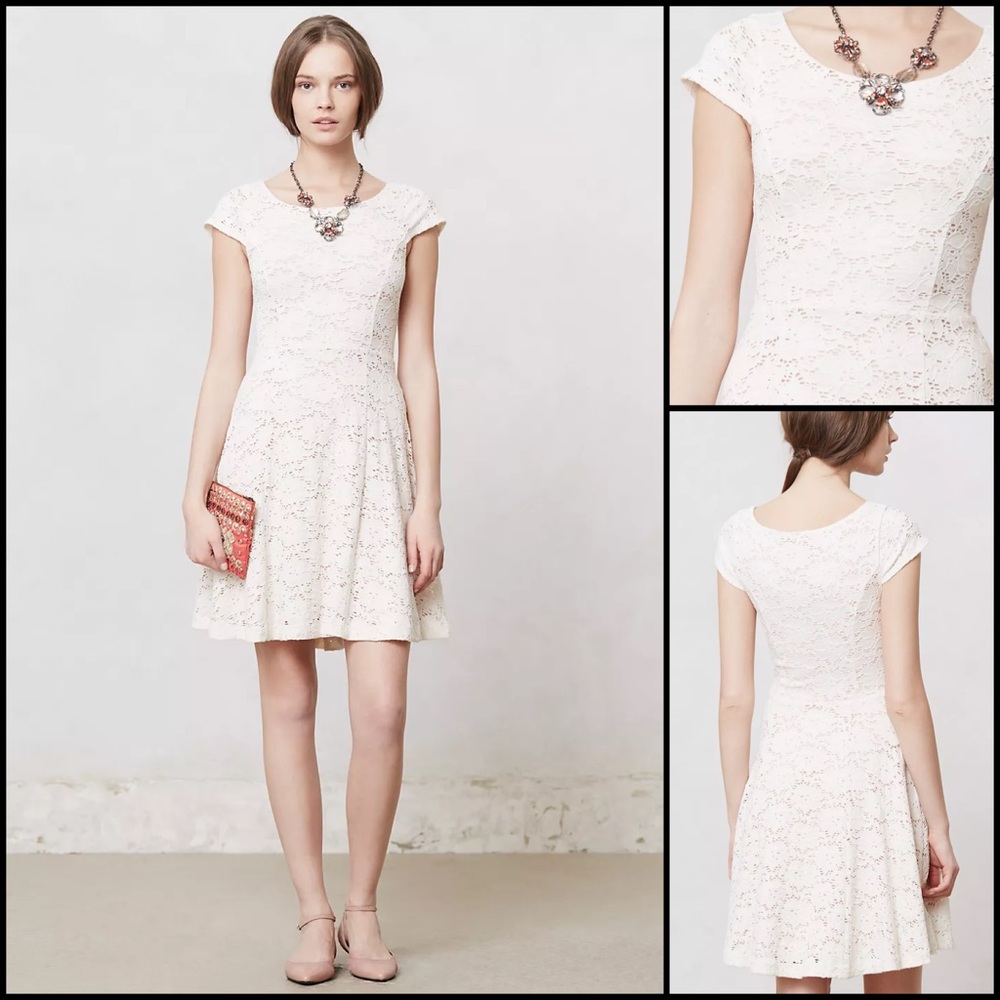 Anthro Maeve Floral Eyelet Lace Fit Flare Dress